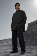 Void Oversize Shirt Jacket worn by a FINALDARK fashion model